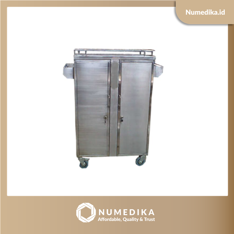 Trolley Makan MIRAII Stainless Steel 16 Baki Tanpa Pemanas + Nampan Stainless Steel / Plastik