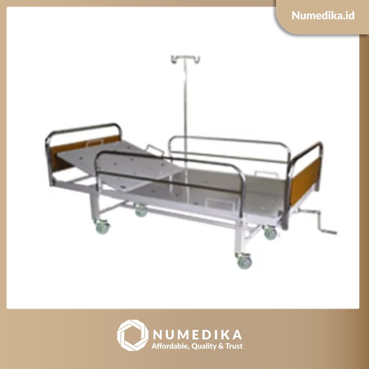 Tempat Tidur Pasien 1 Engkol MIRAII + Pengaman Samping Stainless Steel